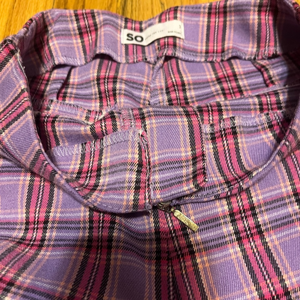 Plaid SO Pants & Black Ribbed Tank Bundle | Size 3 & Small - Picture 4 of 8